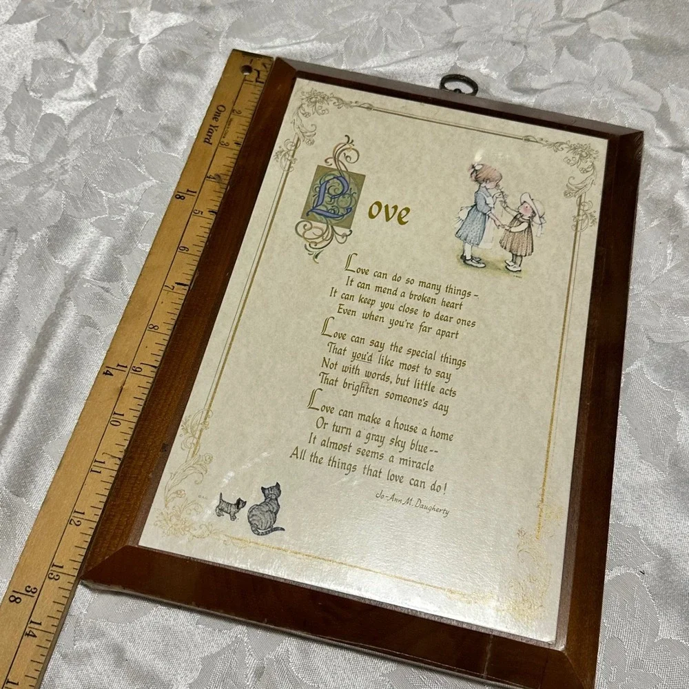 Vintage Holly Hobbie Wood Wall Plaque Brown Vintage 1972 Love Poem Art NIPackage